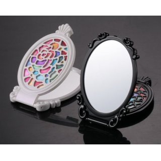 蔷薇折叠镜，塑料折叠镜，轻便便携折叠镜，复古塑料镂空折叠镜，