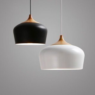 W-6253 黑色 铁艺+铝材+木艺小吊灯