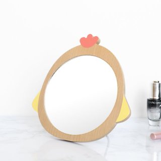 包包宝 原创设计新款萌物小鸡造型台式化妆镜 可调节角度高清木质台镜