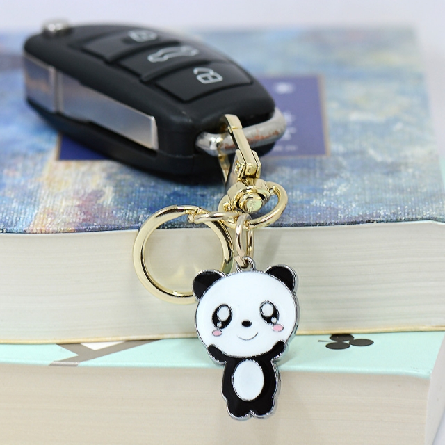 卡通国宝熊猫钥匙扣情侣钥匙环汽车钥匙链背包挂件金属airpod挂饰