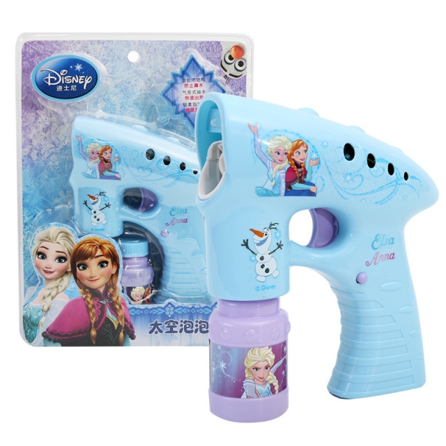 儿童电动泡泡枪不漏水声光安全 冰雪艾莎太空泡泡枪玩具