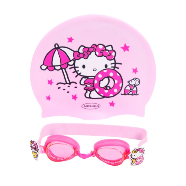 Hello kitty凯蒂猫游泳泳镜儿童卡通泳镜泳帽套装