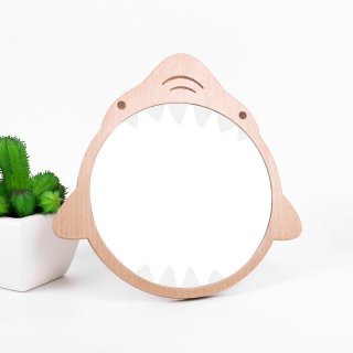 包包宝 原创设计可爱鳄鱼木头台式化妆镜 可调节角度高清木质台镜