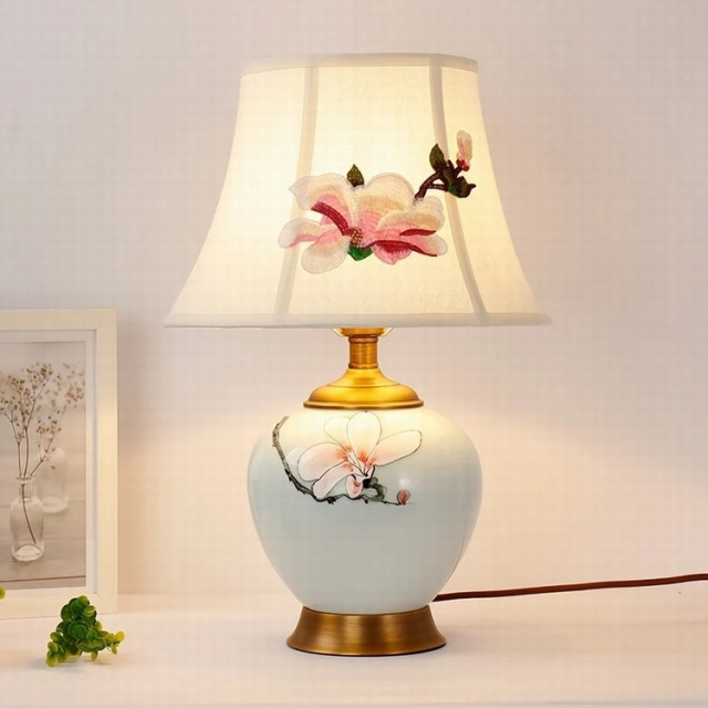 新中式花鸟花瓶灯具设计师样板房客厅卧室创意学习工作台灯