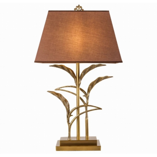 新中式全铜枝叶灯具设计师样板房客厅卧室创意学习工作台灯