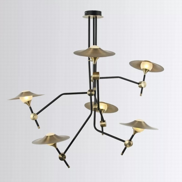 现代风格铁艺铜锣灯罩创意喇叭个性样板房客餐厅店面吊灯