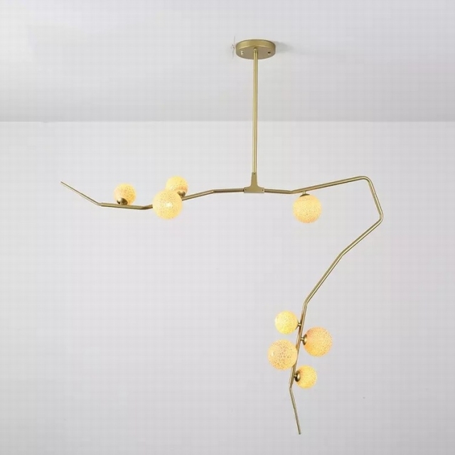 现代金色铁艺轻奢7字形折叠式创意个性餐桌吧台收银台装饰吊灯