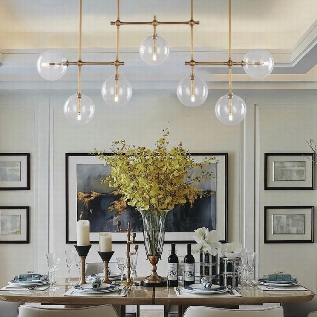 现代风格全铜球形玻璃灯具样板房客餐厅店面橱窗吊灯