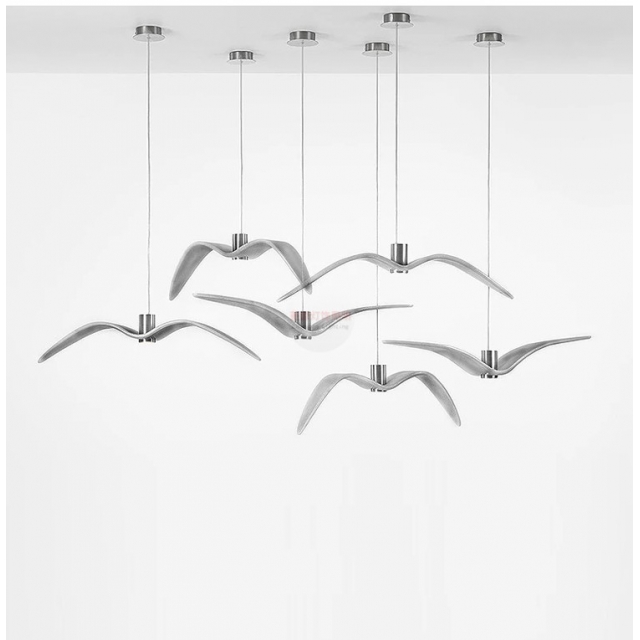 现代树脂飞鸟海鸥黑白色样板房客厅餐厅工作室橱窗展厅LED吊灯