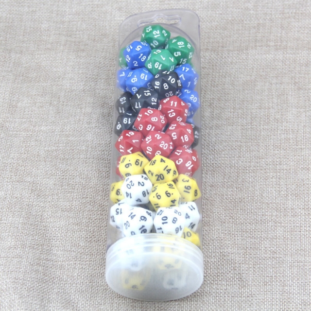 厂家直销20面骰子70粒装 多面数字色子 计数指示物 骰子批发