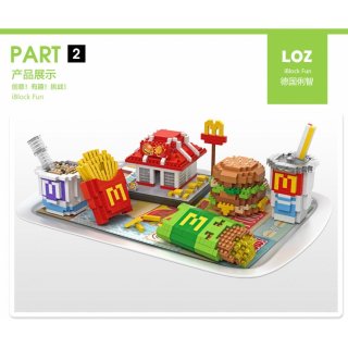 LOZ小颗粒积木美食系列钻石积木拼装玩具微钻积木美食套餐9391