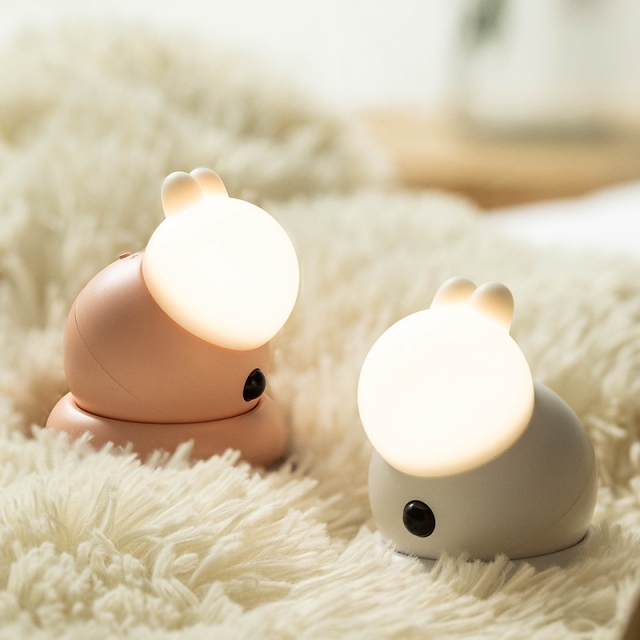 创意新品萌物兔子人体感应灯USB充电LED橱柜走廊墙壁小夜灯拍拍灯