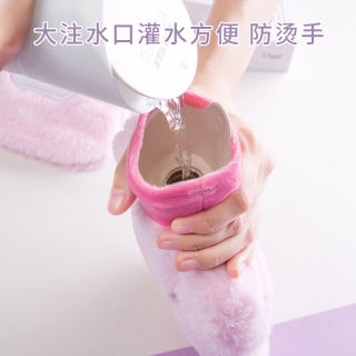 创意韩版卡通汪汪君热水袋兔毛外套国标橡胶注水暖水袋暖手宝厂家