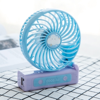 迷你卡通水果手持USB充电风扇 多功能侧折带移动电源三档礼品风扇