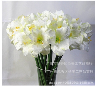 厂家直销 3头小号君子兰广州仿真花 金黄色仿真花插花