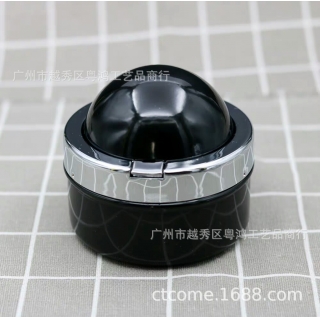 个性创意金属带盖密封按压旋转烟灰缸餐厅办公室卧室户外烟灰盅