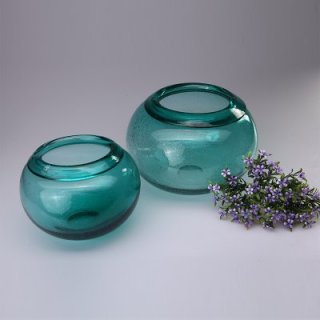 地中海风情宁静秘境大小号花瓶高品质人工吹制时尚绿色玻璃花瓶CK530、CK531