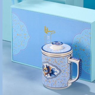 唐山骨质瓷国潮单人泡茶单杯礼盒包装