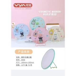可爱卡通印图圆形流沙贴饰台镜