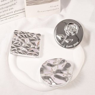 时尚电镀小镜子便携镜子化妆镜双面折叠镜口袋镜外贸跨境电商