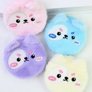 可爱毛绒小动物小清新小狗化妆镜解压随身便携折叠镜