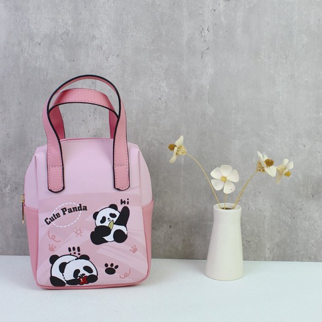 [胜雅] 大熊猫帆布袋小号迷你可爱学生通勤袋手提拉链袋可爱便当小拎包
