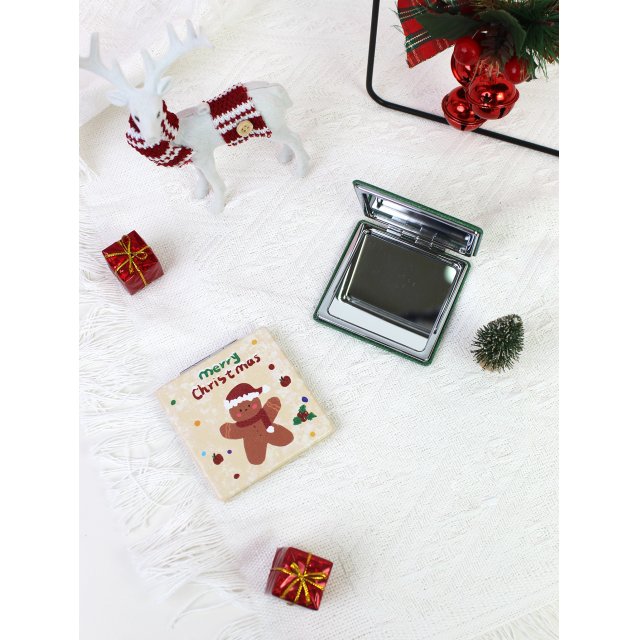[胜雅] ins 风圣诞主题双面化妆镜 迷你口袋折叠镜 可爱节日装饰随身补妆镜