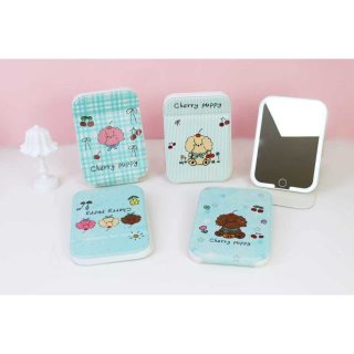 CherryPuppy可爱樱桃小狗便携折叠化妆镜带灯补妆镜学生宿舍台镜