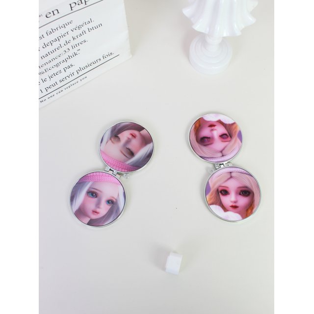 [胜雅] 芭比娃娃便携折叠双面镜随身化妆镜小巧补妆镜女生礼物手持镜