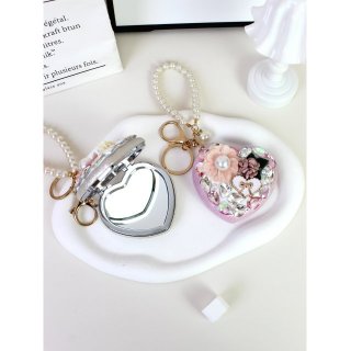 轻奢闪钻心形小镜子带珍可挂包钥匙扣双随身补妆镜女生礼物伴手礼