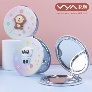 萌趣小动物 圆形贴硅胶饰件时尚镜