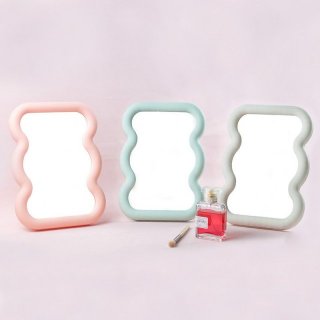 多巴胺波浪纹桌面台镜学生宿舍办公室台镜折叠台镜化妆镜补妆镜