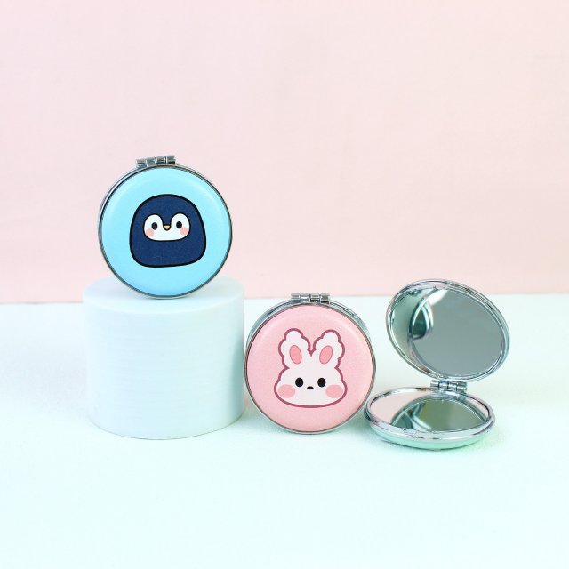 [胜雅] 简约马卡龙色小动物化妆镜迷你可爱随身便携小面包镜少女心小清新