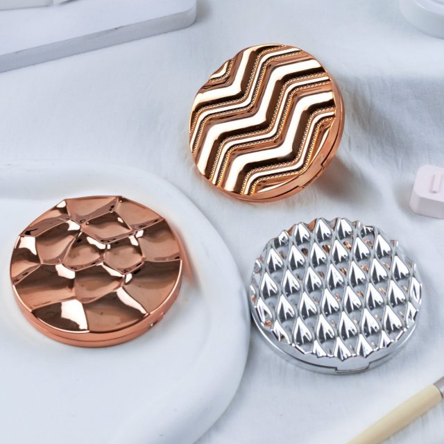 [胜雅] 圆形电镀金属色圆形双面折叠便携高清化妆镜批发小镜子