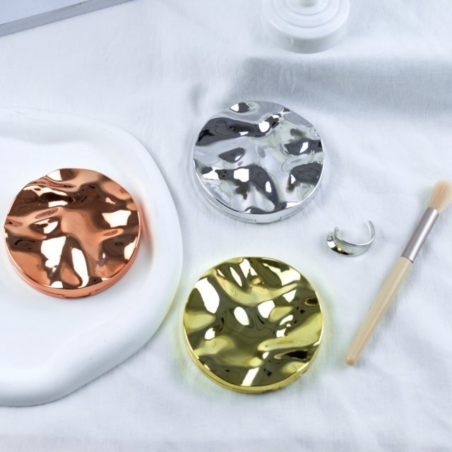 [胜雅] 圆形电镀金属色圆形双面折叠便携高清化妆镜批发小镜子