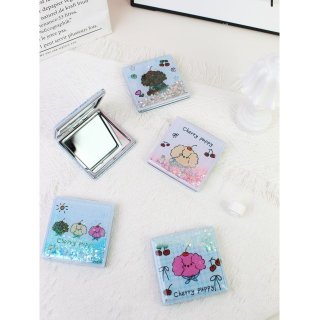 创意流沙卡通双面折叠镜化妆镜补妆镜女生小镜子便携口袋镜手持镜