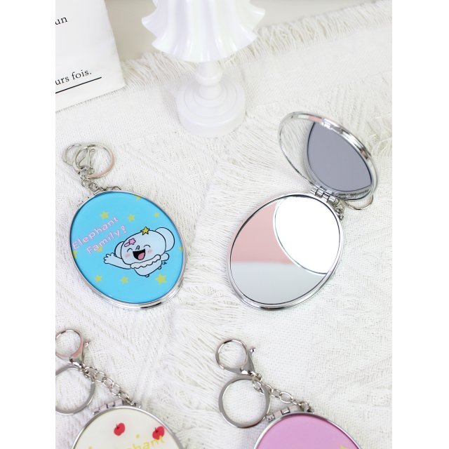 [胜雅] 可爱卡通椭圆女生化妆镜挂包镜便携迷你补妆镜少女心随身小镜子