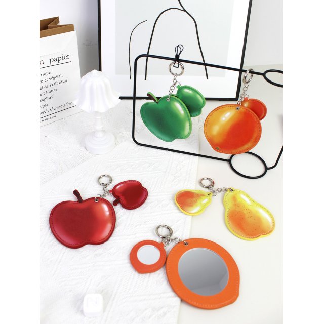 [胜雅] 创意仿真水果PU皮随身镜迷你补妆镜化妆镜便携小镜子挂包镜随身镜