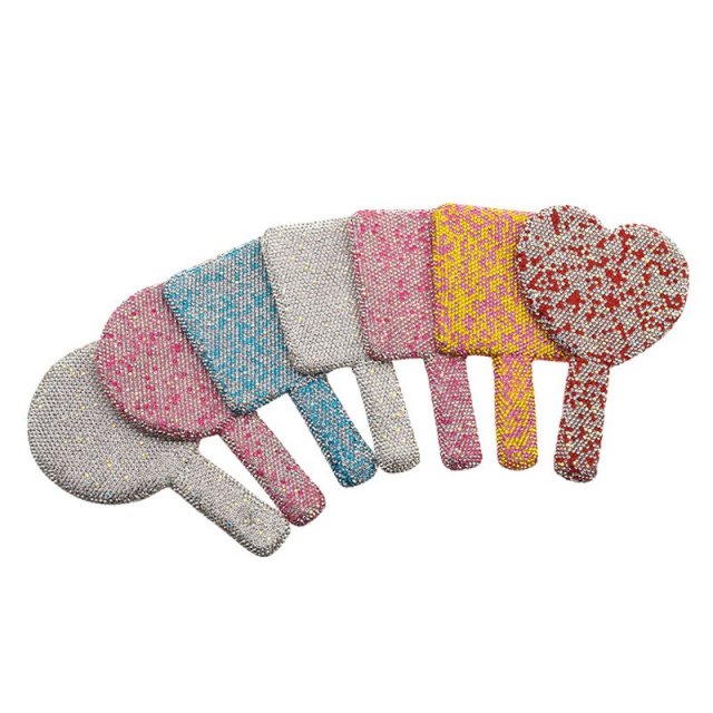 [胜雅] 欧美外贸跨境爱心造型闪钻手持镜手柄镜化妆镜补妆镜