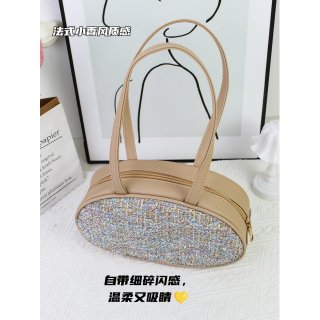小香风拉链PU手提包简约百搭腋下包大容量通勤包单肩包女生包包