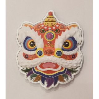 大彩陶醒狮冰箱贴（红色）