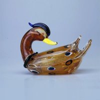 天长地久斑斓五彩绿头鸭摆件高档人工吹制彩色家居琉璃创意摆件PE2120、PE2121