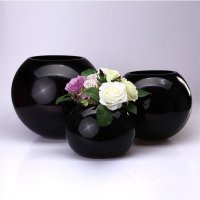 现代简约风个性黑瓷球形花缸人工吹制家居花瓶插花瓶CC191、CC193、CC199、CC1910