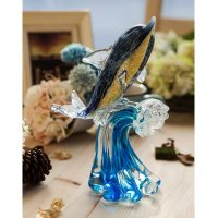 迎风破浪海豚摆件 纯手工制作彩色琉璃精湛工艺家居饰品风水镇宅摆件礼品赠品