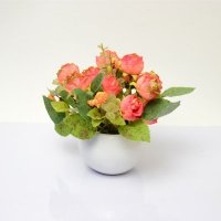 铁宝盒 高仿真花大圆金边玫瑰套装 花瓶花器假花装饰花绢花 客厅装饰花艺 FZH-077