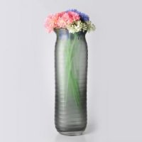 简欧现代烟灰透明圆形口玻璃花瓶 现代时尚玻璃花瓶摆件13425-440