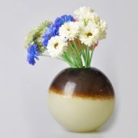 简欧现代棕米色玻璃花瓶 现代时尚玻璃彩色花瓶摆件家居摆设礼品YK05721