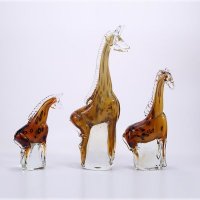 创意家居饰品摆件琉璃工艺品茶色长颈鹿造型现代家居装饰品XSJ-141