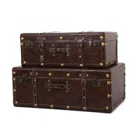 简约木制咖啡色三件套手提收纳箱HNJ-XKPX2#