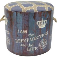 欧式复古风格创意图案纤维板家居实用圆柱形收纳坐凳储物坐凳门店/拍摄道具3件套DX14-149